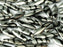 Dagger Beads 5x16 mm, Jet Labrador Stripes, Czech Glass