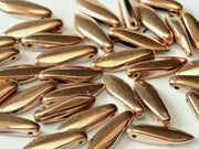Dagger Beads 5x16 mm, Jet Capri Gold Full, Czech Glass