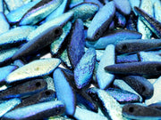 Dagger Beads 5x16 mm, Jet Etched AB Full, Czech Glass