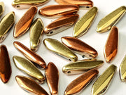 Dagger Beads 5x16 mm, Jet California Gold Rush, Czech Glass