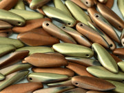 Dagger Beads 5x16 mm, Jet California Gold Rush Matted, Czech Glass