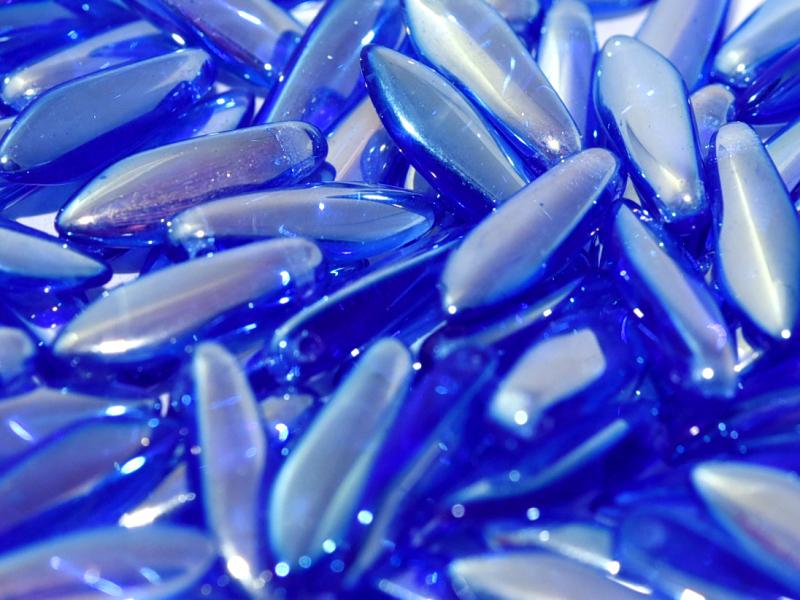 Dagger Beads 5x16 mm, Sapphire Full Light AB, Czech Glass