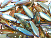 Dagger Beads 5x16 mm, Black Diamond AB, Czech Glass