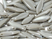Dagger Beads 5x16 mm, Opaque Grey Full Argent Flare, Czech Glass