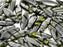 Dagger Beads 5x16 mm, Chrysolite Chrome Stripes, Czech Glass