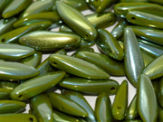 Dagger Beads 5x16 mm, Opaque Mint Green Full Light AB, Czech Glass
