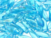 Dagger Beads 5x16 mm, Aqua AB Stripes, Czech Glass