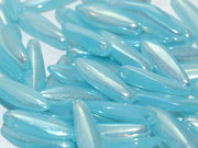 Dagger Beads 5x16 mm, Aqua Opal Full Light AB, Czech Glass