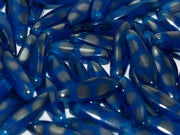 Dagger Beads 5x16 mm, Opaque Aqua Vacuum Hematite Dots, Czech Glass