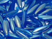 Dagger Beads 5x16 mm, Opaque Aqua Full Light AB, Czech Glass