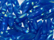 Dagger Beads 5x16 mm, Opaque Aqua AB Stripes, Czech Glass