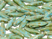 Dagger Beads 5x16 mm, Turquoise Picasso, Czech Glass