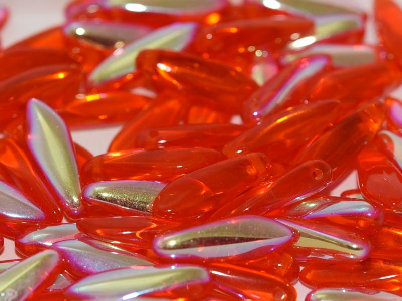 Dagger Beads 5x16 mm, Hyacinth AB, Czech Glass