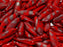 Dagger Beads 5x16 mm, Opaque Red Vacuum Hematite Stripes, Czech Glass