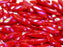 Dagger Beads 5x16 mm, Opaque Red AB Stripes, Czech Glass