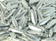 2-Hole Dagger Beads 5x16 mm, 2 Holes, Aluminum Silver, Czech Glass