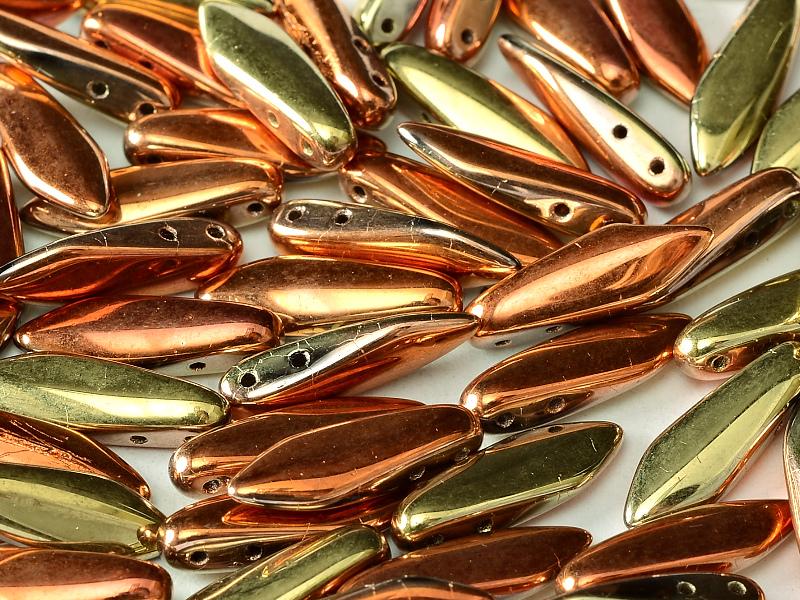 2-Hole Dagger Beads 5x16 mm, 2 Holes, Crystal California Gold Rush, Czech Glass