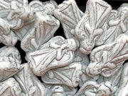 Angel Beads 23x13 mm, Chalk White with Silver Decor, Czech Glass
