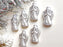 6 pcs Angel Beads 23x13 mm, Chalk White with Silver Decor, Czech Glass