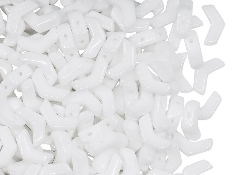 Arrow® Beads 5x8 mm, 2 Holes, Chalk White, Czech Glass