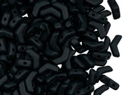 Arrow® Beads 5x8 mm, 2 Holes, Jet Black Matte, Czech Glass