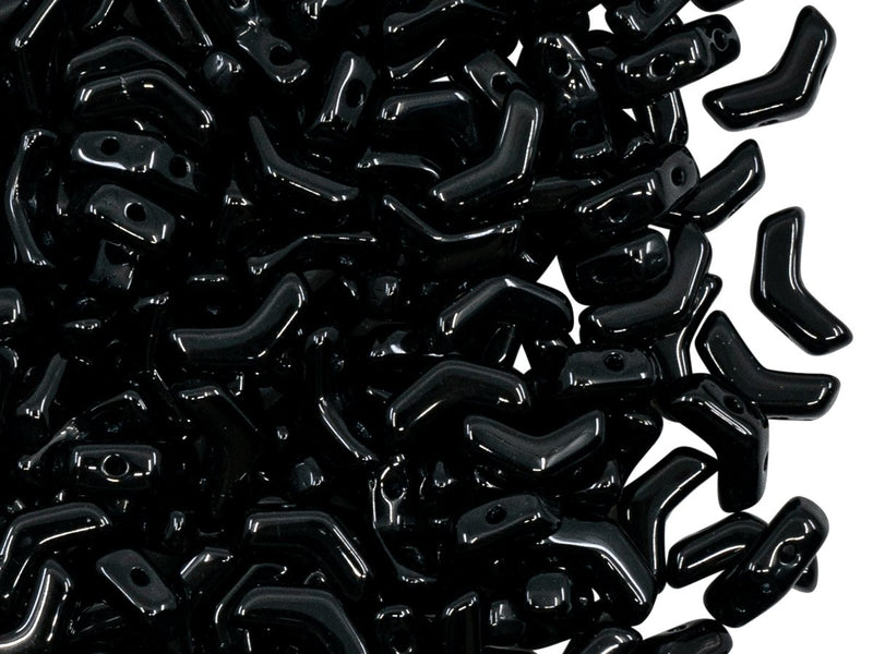 Arrow® Beads 5x8 mm, 2 Holes, Jet Black, Czech Glass