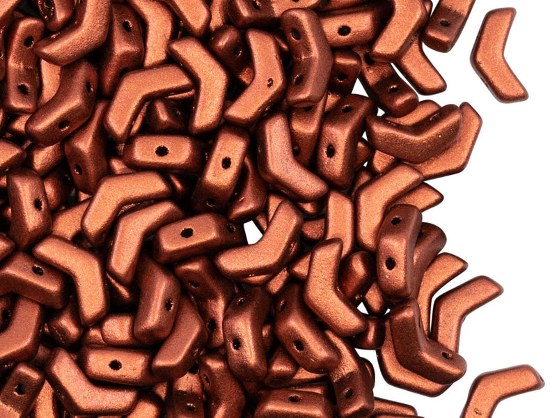 Arrow® Beads 5x8 mm, 2 Holes,  Copper Matte, Czech Glass