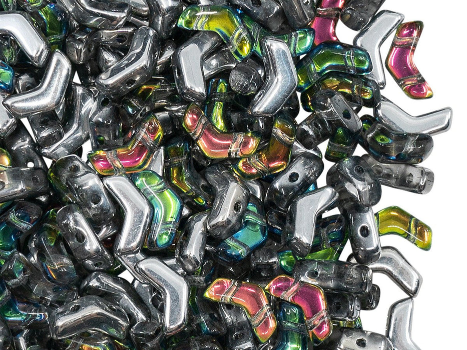 Arrow® Beads 5x8 mm, 2 Holes, Crystal Prismatic Tropics, Czech Glass