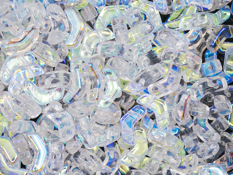 50 pcs Arrow® Beads 5x8 mm, 2 Holes, Crystal AB, Czech Glass