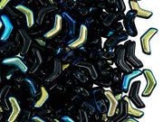 Arrow® Beads 5x8 mm, 2 Holes, Jet Black AB, Czech Glass