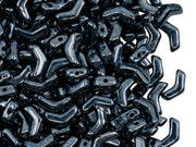 Arrow® Beads 5x8 mm, 2 Holes, Jet Hematite, Czech Glass