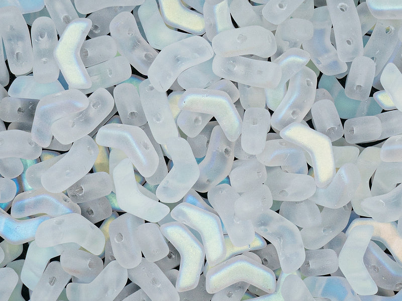 50 pcs Arrow® Beads 5x8 mm, 2 Holes, Crystal AB Matte, Czech Glass