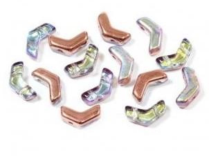 Arrow® Beads 5x8 mm, 2 Holes, Crystal Rainbow Copper, Czech Glass