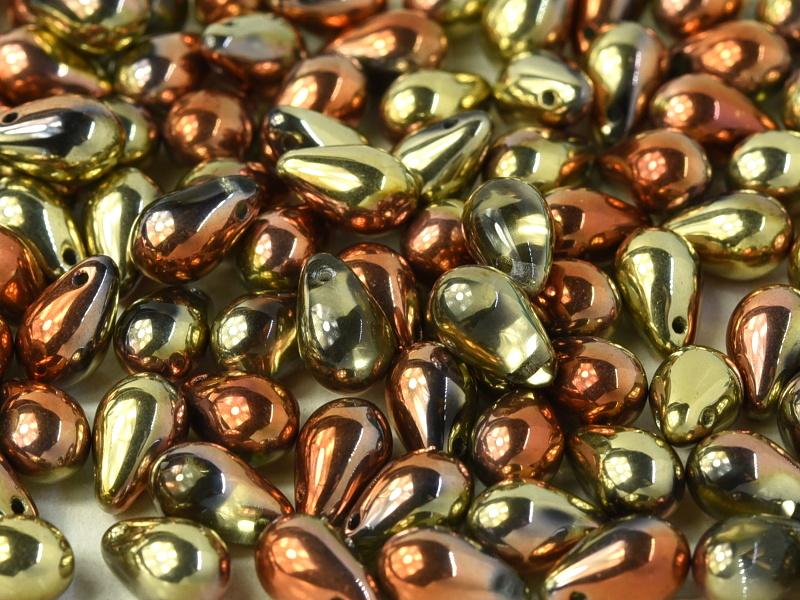 150 pcs Teardrop Beads 9x6 mm, Crystal California Gold Rush, Czech Glass