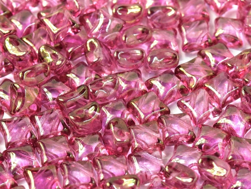 WibeDuo® Beads 8x8 mm, 2 Holes, Crystal Red Luster, Czech Glass