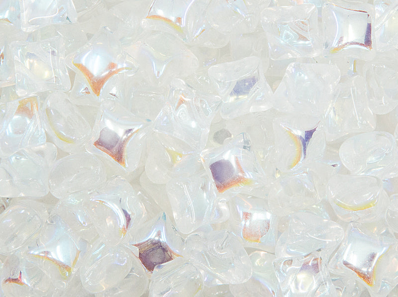WibeDuo® Beads 8x8 mm, 2 Holes, Crystal AB, Czech Glass