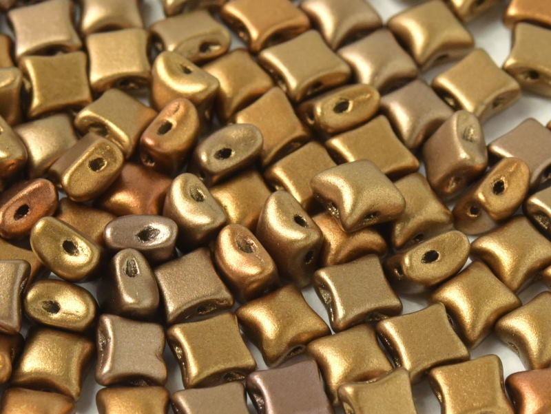 WibeDuo® Beads 8x8 mm, 2 Holes, Metallic Mix, Czech Glass