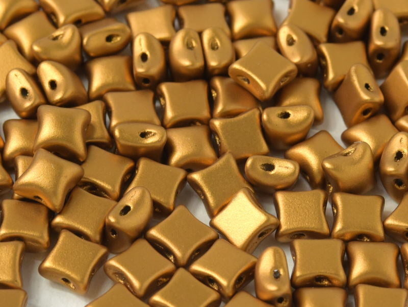 WibeDuo® Beads 8x8 mm, 2 Holes, Brass Gold, Czech Glass