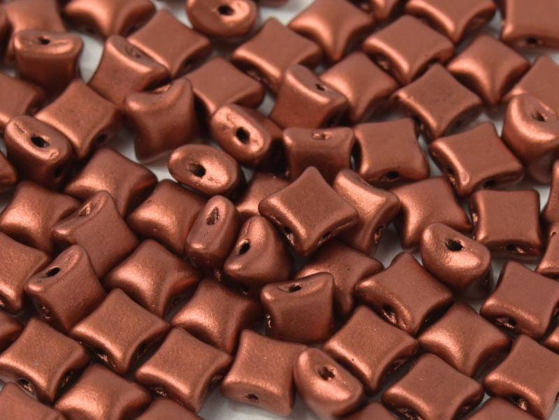 WibeDuo® Beads 8x8 mm, 2 Holes, Copper, Czech Glass