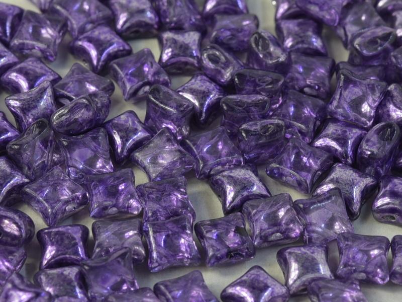 WibeDuo® Beads 8x8 mm, 2 Holes, Crystal Violet Metallic Ice, Czech Glass