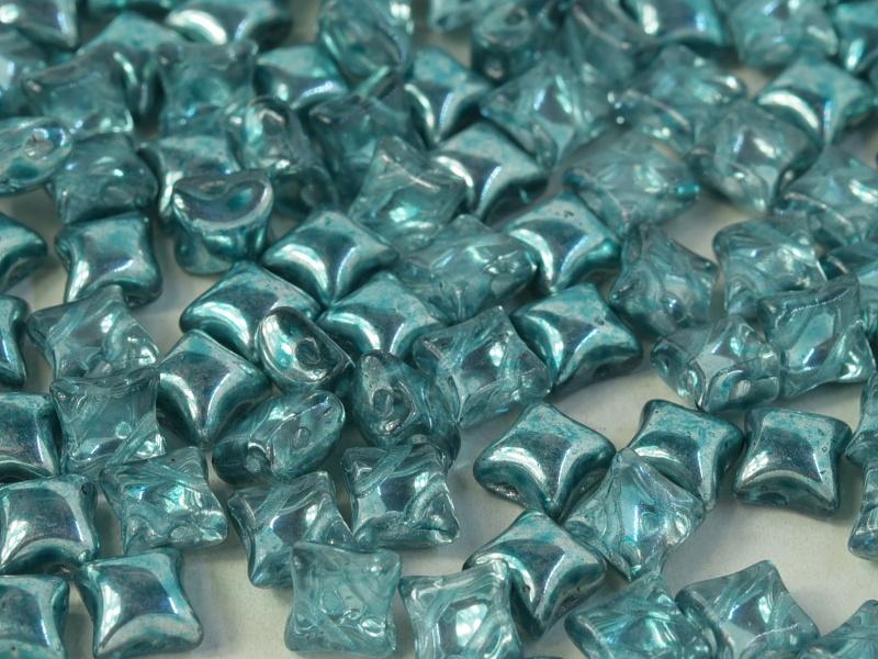 WibeDuo® Beads 8x8 mm, 2 Holes, Crystal Marine Metallic Ice, Czech Glass