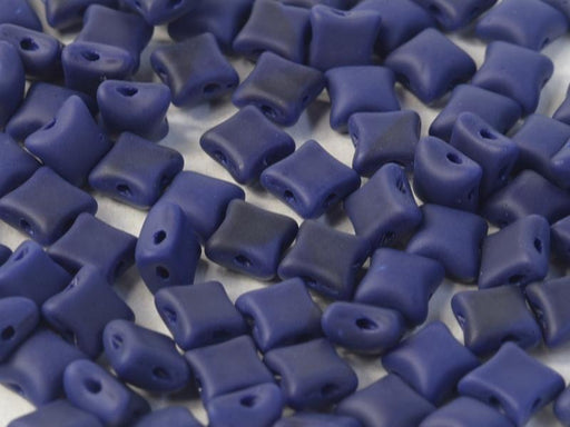 WibeDuo® Beads 8x8 mm, 2 Holes, Opaque Dark Blue Matted, Czech Glass