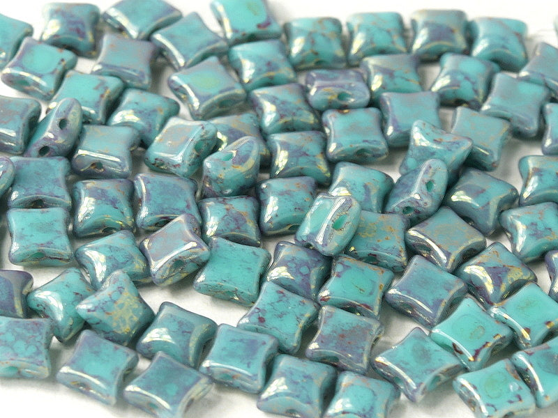 WibeDuo® Beads 8x8 mm, 2 Holes, Jade Terracotta Red, Czech Glass