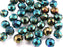 25 pcs Fire Polished Faceted Beads Round, 8mm, Jet Green Blue Iris, Czech Glass