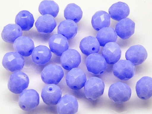 25 pcs Fire Polished Faceted Beads Round, 8mm, Blue Opaque, Czech Glass