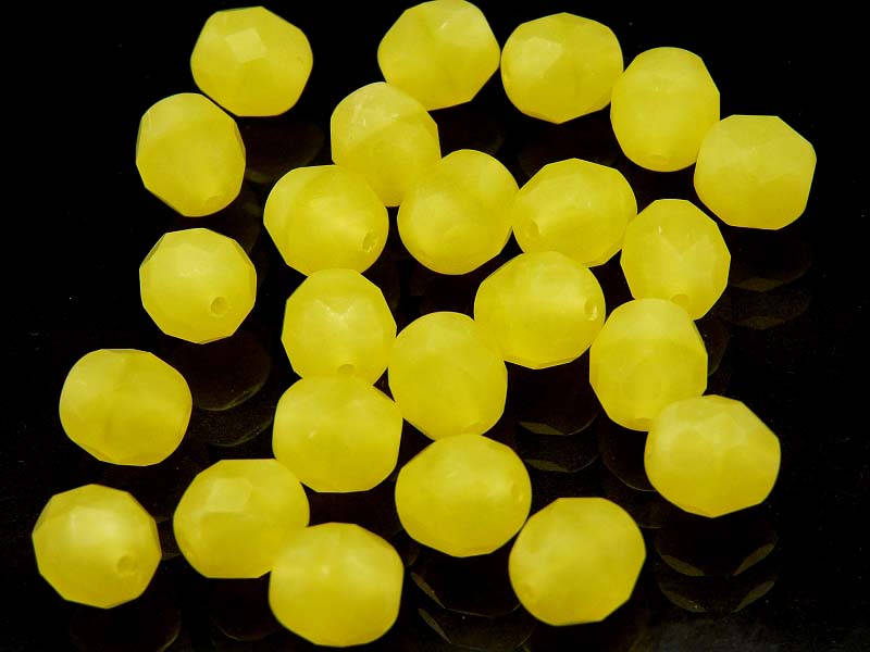 25 pcs Fire Polished Faceted Beads Round, 8mm, Yellow Matte, Czech Glass