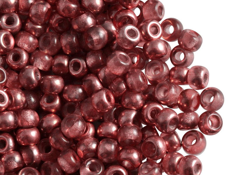 50 pcs Pony Pressed Beads, 2mm Hole, 5.5mm, Semi Apollo Rosaline, Czech Glass