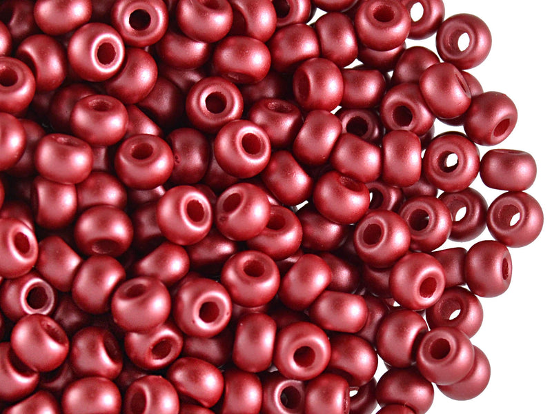 50 pcs Pony Pressed Beads, 2mm Hole, 5.5mm, Pastel Dark Coral, Czech Glass