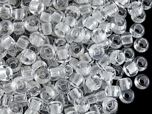 50 pcs Pony Pressed Beads, 2mm Hole, 5.5mm, Crystal Clear, Czech Glass