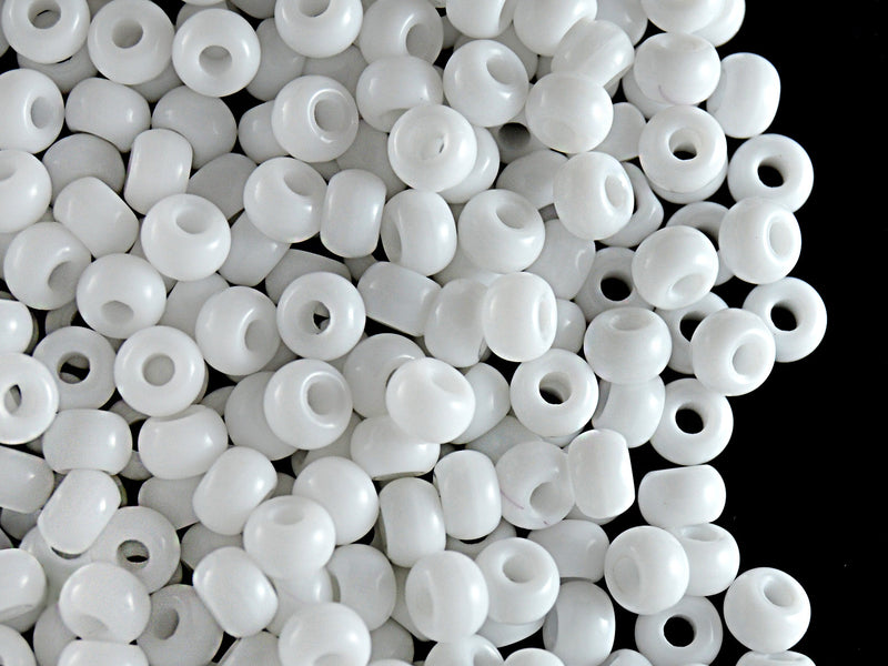 50 pcs Pony Pressed Beads, 2mm Hole, 5.5mm, Chalk White, Czech Glass